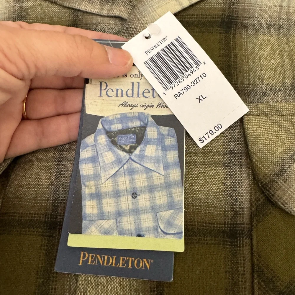 NWT Pendleton Men's Green Plaid Board Shirt- Size XL - Picture 6 of 10